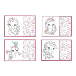 ITH - Mug Rugs Baby Unicorn LineArt